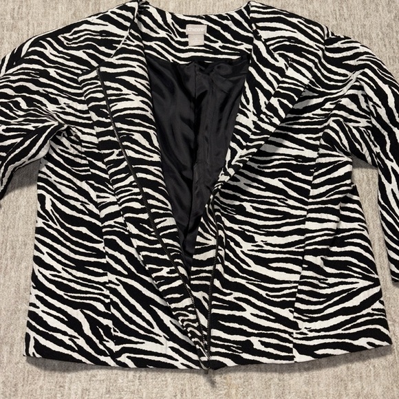 Chico's Jackets & Blazers - Small 4/6 Chico's Sz 0 zebra animal print jacket short zip front collarless